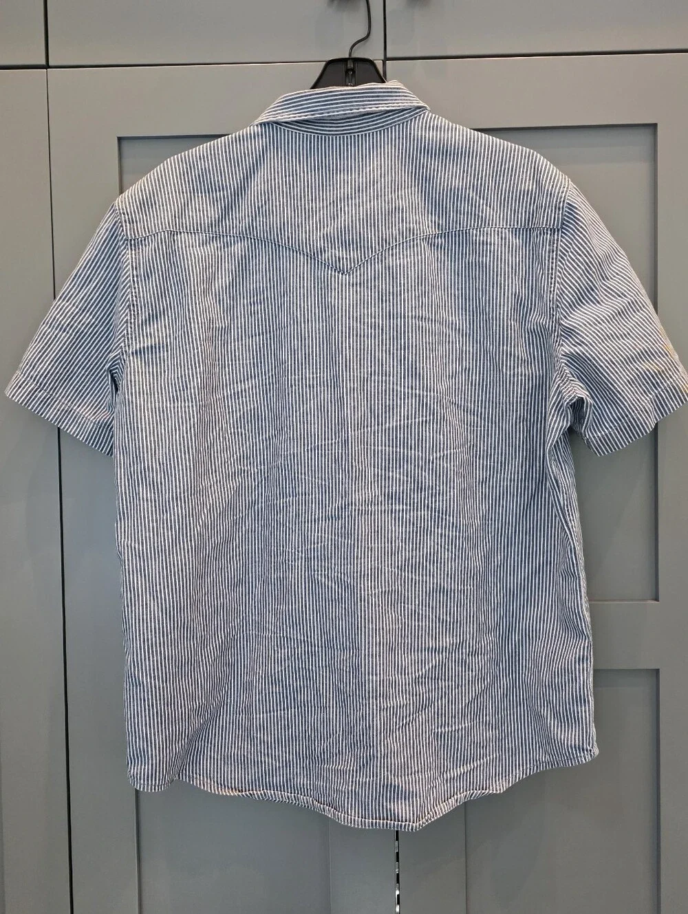LEVI'S The Western Standard Fit Short Sleeve Pearl Snap Stripe Shirt Mens L NEW